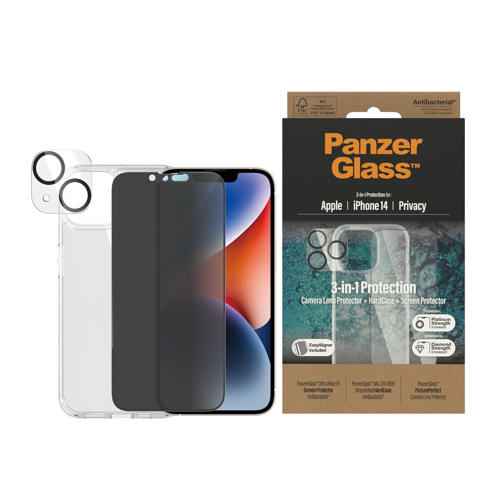 PanzerGlass® Privacy 3-in-1 Pack iPhone 14